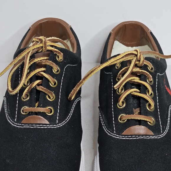 Polo Ralph Lauren Vaughn Black Skate Fashion Sneakers Canvas Shoes Men 9.5D Prep - Picture 7 of 13